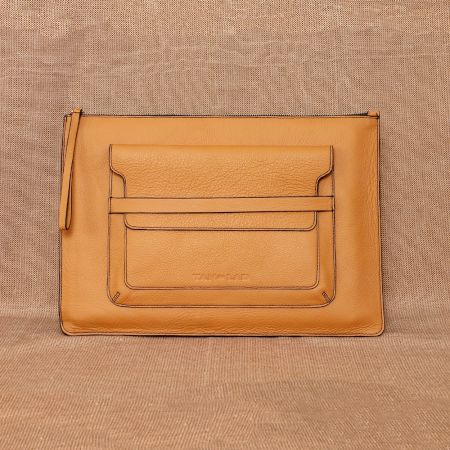 Handmade Peach Sleeves Pouches Leather Sleek Sophisticated